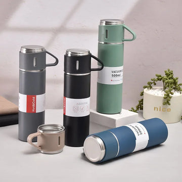 500ML Portable 304 Stainless Steel Vacuum Insulated Bottle Gift Set Office Business Style Coffee Mug Thermos Bottle Travel Mugs