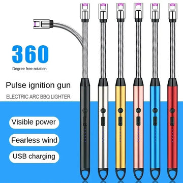 Kitchen USB Arc Lighter Rechargeable Windproof Barbecue Fire-free Plasma Candle Long Lighter Hose Gas Stove Ignition Gun